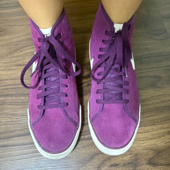 Nike Shoes - Nike purple and white suede high top trainers US Size 8.5 EUR 40